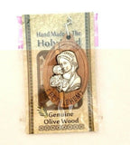 Hand Made Olive Wood Mary & Baby Jesus Key ring, Made in Bethlehem, The Holy Land