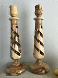 Large Size Olive Wood Candle Holders Sticks/ Free Candles