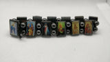Hematite Natural Stone Magnetic all Saints, Mary & Jesus Elasticated Bracelet