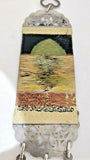 St Charbel Fabric Cloth Icon Banner Textile Art with 3 Crosses /  Wall or Car Hanging.