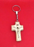 Jesus INRI engraved on Olive Wood Cross, Key Chain , Blessings from Jerusalem.