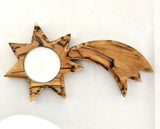 Hand made Olive Wood Shooting Star Candle Holder with a free Candle