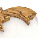 Hand made Olive Wood Shooting Star Candle Holder with a free Candle