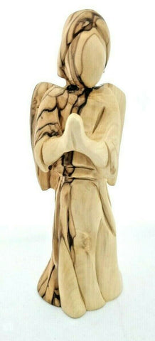 Hand Crafted Olive Wood Praying Angel Statue, Made in Bethlehem, The Holy Land