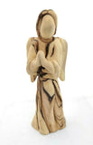 Hand Crafted Olive Wood Praying Angel Statue, Made in Bethlehem, The Holy Land