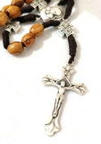 Handmade Olive Wood Strong Corded Rosary Beads with Jerusalem Soil. Please read description