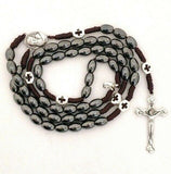 Handmade Natural Hematite Stone strong corded Rosary with Jerusalem soil