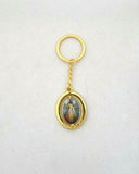 Divine Mercy Golden Keyring, Rotating Centre, engraved Jerusalem. from Holy Land