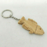 Hand made Olive Wood Jesus Fish Ichthys Christianity Key Ring.
