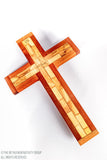Hand Carved Olive wood & Mahogany wood Latin Crucifix with Relics