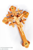 THE BETHLEHEM NATIVITY GROUP (TBNG) HAND CARVED JERUSALEM CROSS OLIVE WOOD CRUCIFIX WITH 5 HOLY LAND RELICS. WWW.TBNG.CO.UK