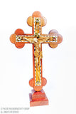 Olive Wood, Mother Of Pearl, Mahogany Wood Standing Crucifix with base