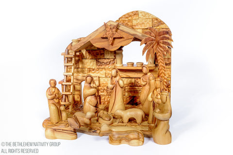 Hand Crafted Individual Olive Wood Faceless Musical Nativity Set / www.tbng.co.uk 