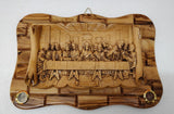 Hand Made Square Olive Wood Wall Plaque With Ceramic Last Supper Clay / Jerusalem