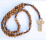 Hand Made Olive Wood Round Bead Rosary / Free Card Booklet ( How to pray the Rosary )