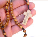Hand Made Olive Wood Round Bead Rosary / Free Card Booklet ( How to pray the Rosary )