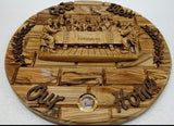Last Supper Olive Wood Wall Plaque With Ceramic Centre piece-Frankincesene Glass