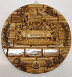 Last Supper Olive Wood Wall Plaque With Ceramic Centre piece-Frankincesene Glass