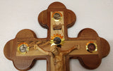Stunning Hand Carved Olive Wood Crucifix Embedded With Mahogany Wood
