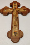 Stunning Hand Carved Olive Wood Crucifix Embedded With Mahogany Wood