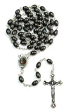 Stunning Hematite Natural Solid Stone Oval Rosary Beads , FREE ROSARY BOX & Free Booklet