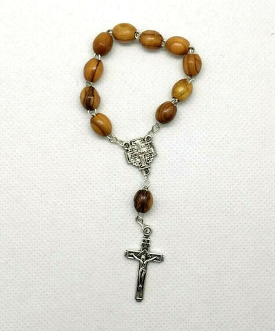 Hand made Olive Wood Car Rosary beads. Can be used as a mini single decade rosary
