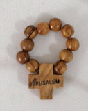 Olive Wood Finger Rosary Christian Prayer Beads, Hand Carved in Jerusalem