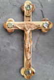 Hand Carved Olive Wood Crucifix 38 CM With (Holy Soil,Frankincense,Rocks,Olive Leafs)