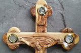 Hand Carved Olive Wood Crucifix 38 CM With (Holy Soil,Frankincense,Rocks,Olive Leafs)
