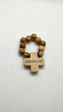 Olive Wood Finger Rosary Christian Prayer Beads, Hand Carved in Jerusalem