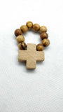 Olive Wood Finger Rosary Christian Prayer Beads, Hand Carved in Jerusalem