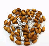 Olive Wood Catholic Rosary with Holy Land Soil from Jerusalem , FREE JERUSALEM BOX & Booklet