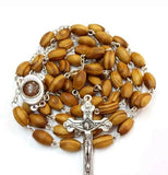 Olive Wood Catholic Rosary with Holy Land Soil from Jerusalem , FREE JERUSALEM BOX & Booklet