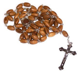 Olive Wood Catholic Rosary with Holy Land Soil from Jerusalem , FREE JERUSALEM BOX & Booklet