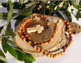 Hand Made Olive Wood Round Bead Rosary / Free Card Booklet ( How to pray the Rosary )