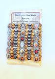 HANDMADE HEMATITE STONE & OLIVE WOOD WITH ICONS ELASTIC BRACELET / STUNNING