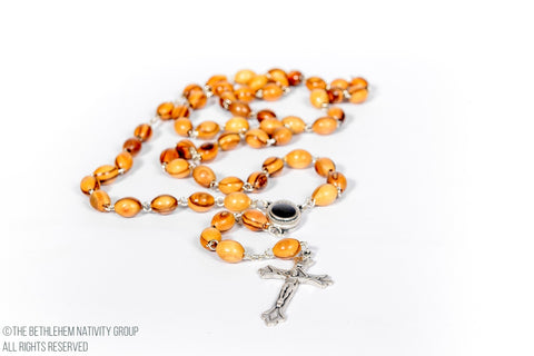 Olive Wood Rosary With Jerusalem Earth/www.tbng.co.uk