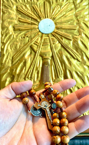 Saint Benedict Rosary Beads In Black Wood With Medals | Online Sales On - Foto 2