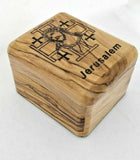 Hand Made Engraved Jerusalem Cross & Christ face Olive Wood Rosary/Jewellery Box