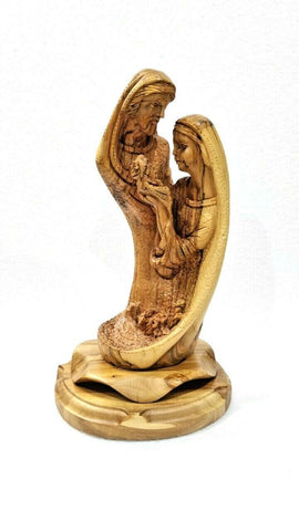 Master Piece Hand Crafted Olive Wood Holy Family Statue, Please Read description