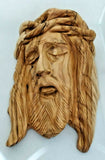 Hand Carved Olive Wood Face Of Christ with Crown of Thorns Wall Hanging