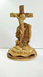 Master Piece Hand Crafted Olive Wood Jesus Crucifixion Statue, With Scripture of (John 3:16). Please read full description.