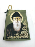 Saint Charbel Tapestry Rosary / Bible or Church Bag or Purse / with zip & Handle