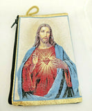 Sacred Heart Of Jesus Tapestry Rosary / Bible or Church Bag or Purse / with zip