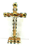 Hand Made Olive Wood & Mother Of Pearl Crucifix From Bethlehem,The Holy Land