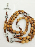 Catholic Olive Wood strong corded Rosary with Jerusalem Soil.