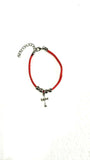 Hand made Red rope Christian bracelet with Zinc Cross,  made in Bethlehem