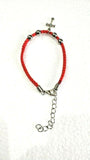 Hand made Red rope Christian bracelet with Zinc Cross,  made in Bethlehem