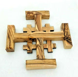 Hand Made Olive Wood Plain Jerusalem Cross, Plenty info in description