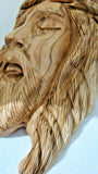 Hand Carved Olive Wood Face Of Christ with Crown of Thorns Wall Hanging